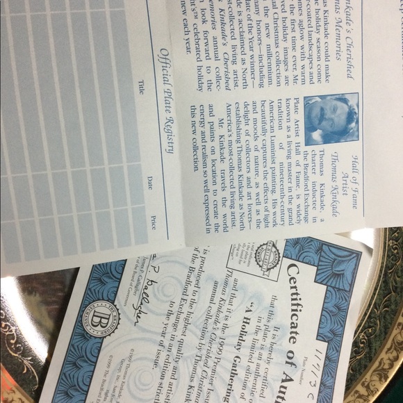 THOMAS KINKADE 1999 HOLIDAY GATHERING COLLECTOR PLATE NEW IN BOX-  COA - Picture 6 of 7